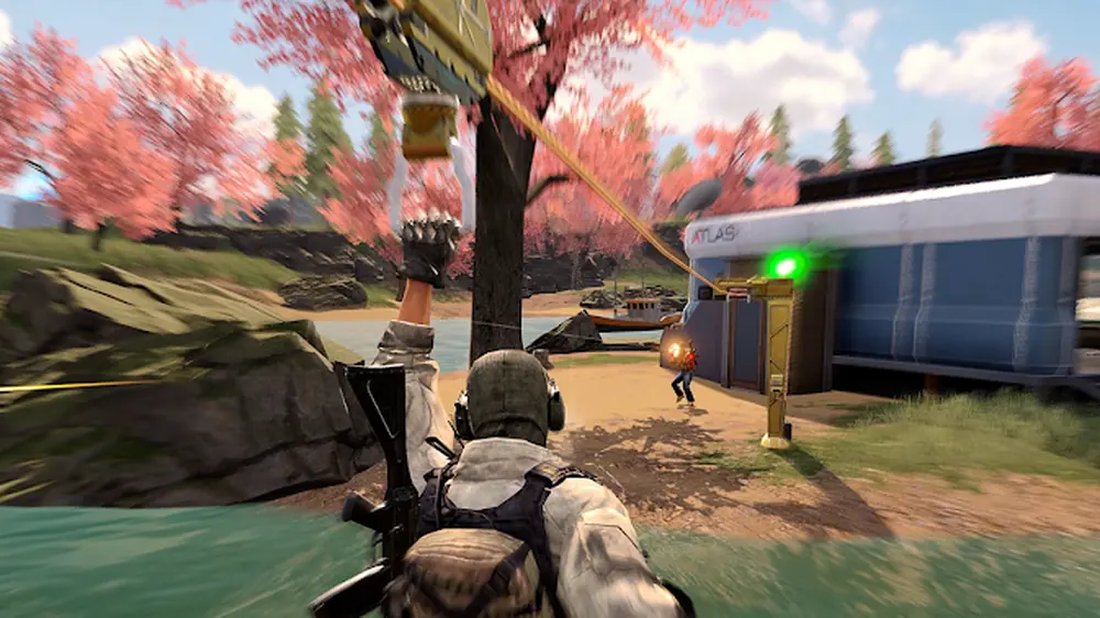 Call of Duty: Mobile — third-person view of a player advancing towards a train carriage